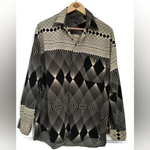 Vintage 80's 90's Monticerutti Mens Abstract Print Shirt Size Large